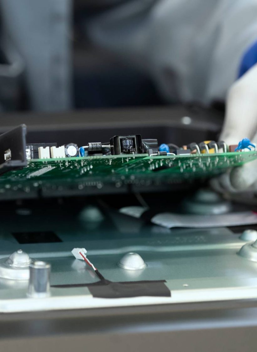 Assembly,Of,Printed,Circuit,Boards,For,Tv,Sets,At,The Assembly of printed circuit boards for TV sets at the factory